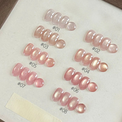 10ML 1-8PCS 2026 New Nude Pink Glass Bead Gel Nail Polish Gold Light Magnet Nude Cat Eye Gel Polish Cute Nails Nail Supplies
