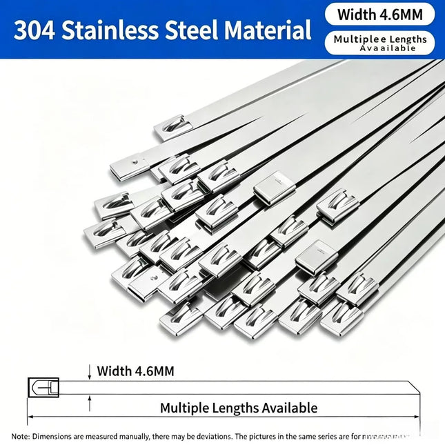 20Pcs&100Pcs 304 Stainless Steel Cable Zip Ties 4.6mm Heavy Duty Self Lock Metal Straps For Exhaust Marine Car Wiring