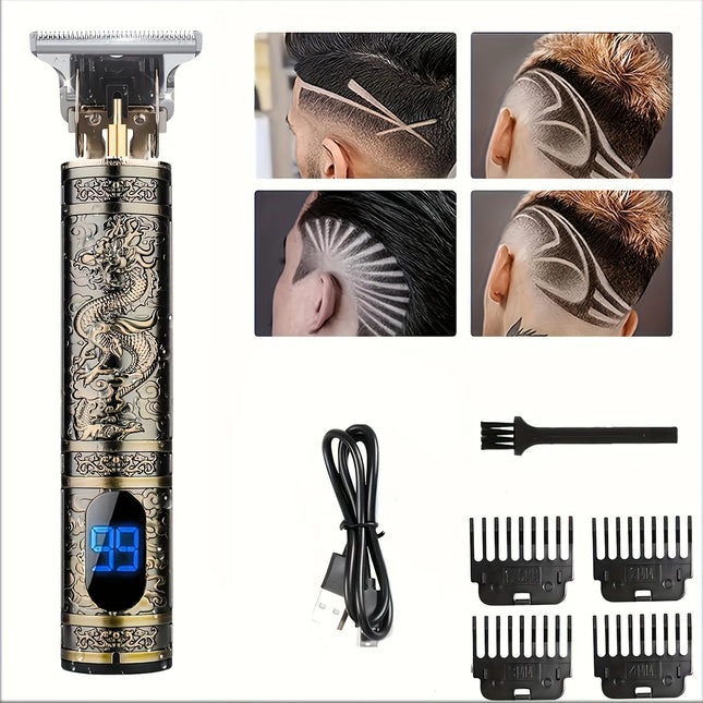 Electric Hair Clipper With LCD Display Oil Head Hair Cutting Machine Hair Beard Trimmer Rechargeable USB Shaver For Men Father