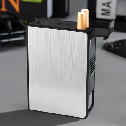 TikTok Viral 20-Slot Pop-Up Cigarette Case | integrated Slim Holder l Shockproof Metal with Custom Engraving Gift for Men