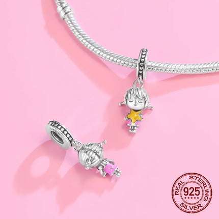 925 Sterling Silver Classic Purple Heart Shape Dragon Pegasus Butterfly Charms Beads Fit 3mm Original Bracelet DIY Jewelry Gift