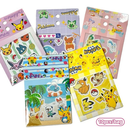 10Pcs Genuine Pokemon Stickers Cartoon Pikachu Squirtle Toys Decals For Water Mug Phone Helmet Guitars Scrapbook Decor Girl Gift