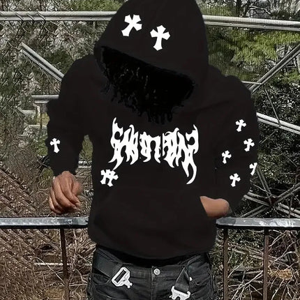 The new men's hoodie for the autumn of 2025 features street casual fashion hip-hop simplicity and 3D cross print