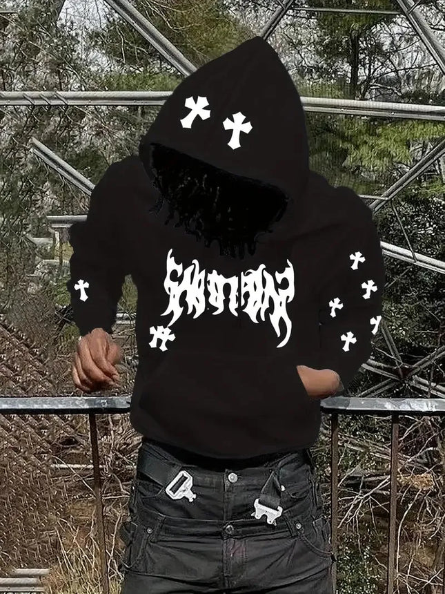 The new men's hoodie for the autumn of 2025 features street casual fashion hip-hop simplicity and 3D cross print