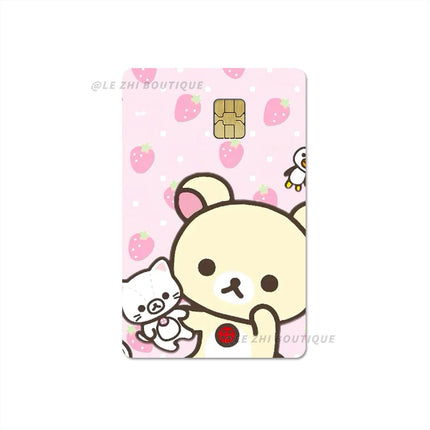 Japan Anime Cute Cartoon Bear Credit Debit Card Sticker Kawaii Bus Pass Diy Waterproof Small Chip Film Sticker Decoration