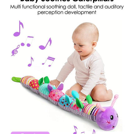 Baby Rattle Musical Caterpillar Worm Soft Infant Plush Toys Educational Interactive Sensory Toy for Babies Newborn Toddler Gift