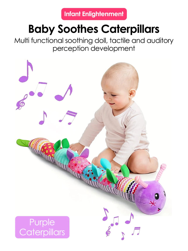Baby Rattle Musical Caterpillar Worm Soft Infant Plush Toys Educational Interactive Sensory Toy for Babies Newborn Toddler Gift