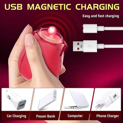 10-Speed Rose Sucker Vibrator G-spot Dildo Clitoris Stimulating Sucking Female Sex Toy USB Rechargeable Rose-Shaped Mini Massager
