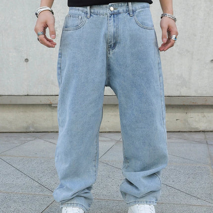 Spring Autumn Men Baggy Jeans Oversize Straight Loose Casual Denim Trousers Solid Color Streetwear Fashion Y2k Wide Leg Pants