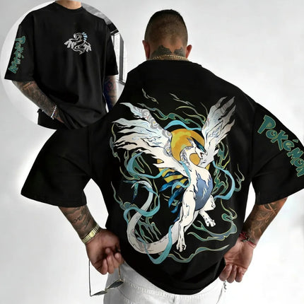 Oversized Cosplay Costume Pokémon Giratina 2026 Summer New Arrival Harajuku Anime Print Y2K Hip-Hop Casual Unisex T-Shirt