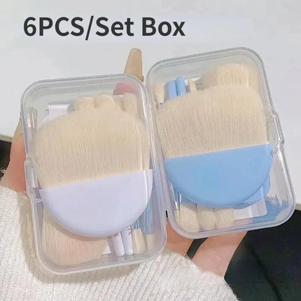 6pcs  Mini Makeup Brush Set Professional Portable Foundation Concealer Eyeshadow Powder Blush Brush Beauty Makeup Tools