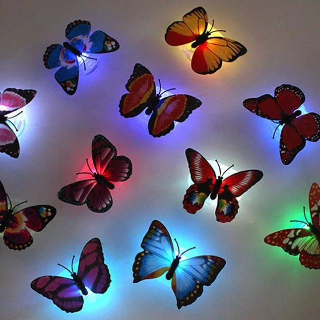 Ranpo Hot Butterfly Night Light Creative Funny Colorful Glowing Butterfly Light Stickable DIY LED Home Decorative Wall Lights