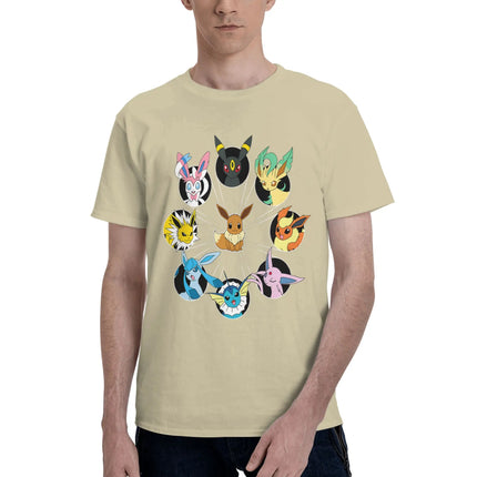 Bandai Pokemon   Eevee Evolution Circle Men's T-Shirt Clothes  Cool Tee Shirt Short Sleeve fugees 100% Cotton