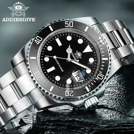 ADDIESDIVE Classic Men's Quartz Watch 20Bar Waterproof Super Luminous Diving Watches Stainless Steel Ceramic Bezel MY-H3-2 Watch
