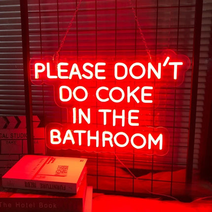 Please Don't Do Coke in The Bathroom Neon Sign Dimmable LED Light Signs for Bedroom,Bar,Party,Living Room Wall Decor USB Powered