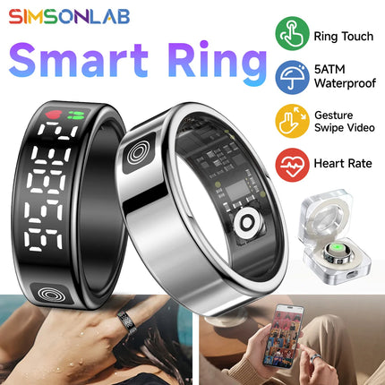 2026 New Smart Ring Display Screen Gestures Brush Video 5ATM Waterproof  Remote Camera Blood Pressure Monitoring For Men Women