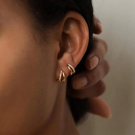 Gold Hoop Earrings for Women, 14K Gold Plated Diamond Huggie Hoop Earrings for Women Wedding Gift For Women Christmas Gift