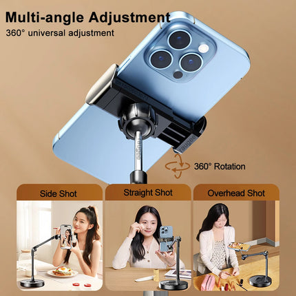 Phone Holder Portable Folding Multi-Angle Adjustable Stand for Cell Phone Height Adjustable Phone Bracket for Live Broadcast