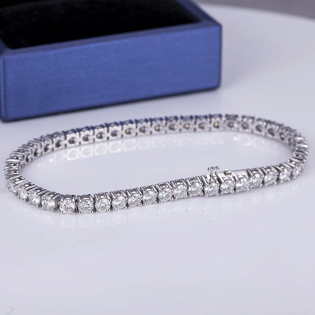 Customized 10K 14K 18K White Gold 3mm 3.5mm Stone Size CVD HPHT Lab Grown Diamond Jewelry Bracelet MSB-505
