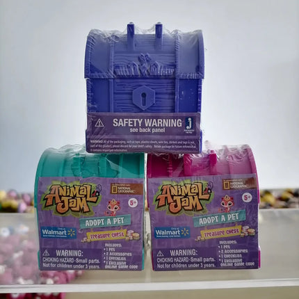 Animal Jam Adopt A Pet Treasure Chest Series Blind Box Collectible Desktop Ornaments Cute Animal Models Mystery Toys Kids Gifts