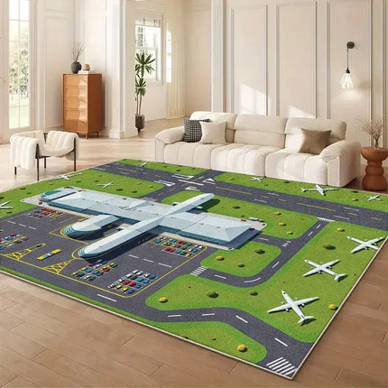 Living Room Carpet Abstract Airport Runway Patterns Carpets Machine-washable Floor Mat Anti-slip Soft Study and Bedroom Rug