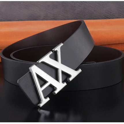 Men Belt Fashionable Simple Letter Buckle Reversible Male Belt for Men 3.8cm Luxury Good Quality