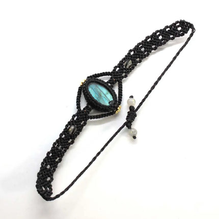 Handmade Braided Macrame Labradorite Crystal Stone Bracelets For Women Girl Natural Spectrolie Weave Adjustable Bracelet Jewelry