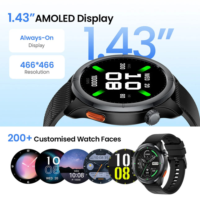 HAYLOU Solar Neo 2 Voice Calling Smartwatch 1.43'' HD AMOLED Display 24h Health Monitoring 150+ Sports Modes 1ATM Smart Watch