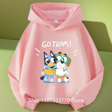 2025 Toddler Bluey Hoodie Rib Cuffs Winter Cartoon Anime Print Cozy Sweatshirt Boys Girls