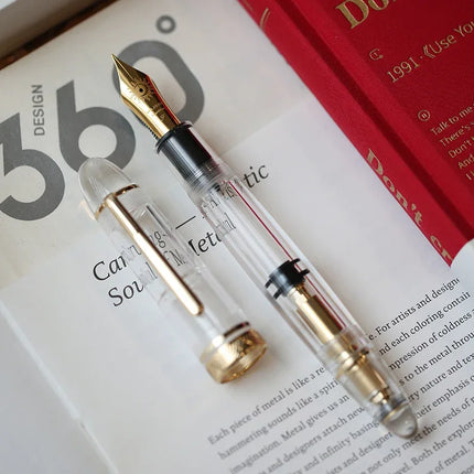 Smooth MAJOHN P140 NO.8 F/M Nib Acrylic Piston Huge Transparent Fountain Pen Ebonite Feed Large Capacity Ink Writing Luxury Pen