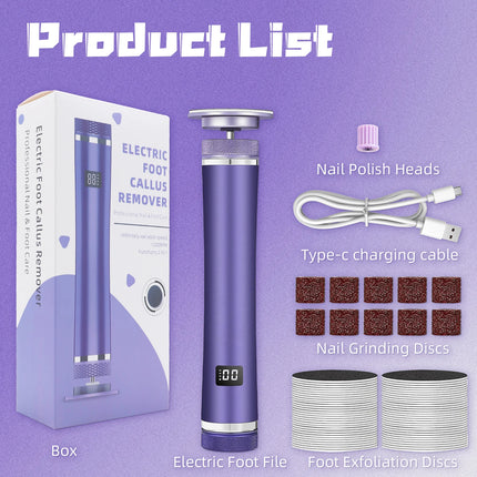 USB Rechargeable Electric Foot Callus Remover Professional callus remover with 60 replacement sandpaper discs