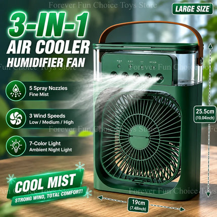 Three-in-one Fan Air Conditioner LED Light Portable Humidifier Air Conditioner Fan 3/100 Speed Outdoor Travel Spray Ice-cold Fan