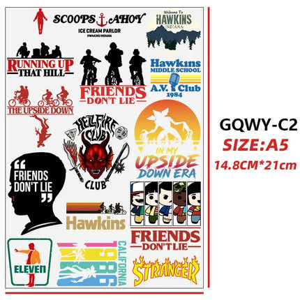 For Stranger Series A5 Size Cartoon Eleven Mike Creative DIY Waterproof Stickers UV Transfer Transparent Crystal DTF Stickers
