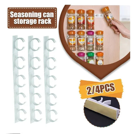 2/4pcs Kitchen Storage Rack Seasoning Jar Storage Rack Simple Bottle Clip Wall Mount Spice Bottle Stand 5 Hole Ingredient Holder