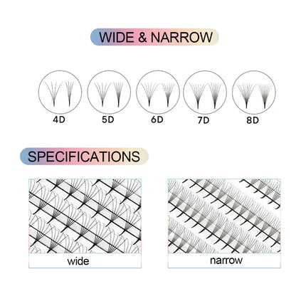 AGUUD Pointy Base Narrow Fan Premade Volume Fans Eyelash Extensions 4D 5D 6D 7D 8D Cashmere Slim Thin Stem XL Tray False Eyelash