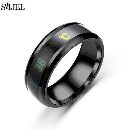 Smart Stainless Steel Sensor Body Temperature Ring for Couples Multifunctional Display Real-time Temperature Measuring Ring