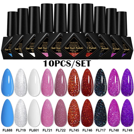 10pcs 10ml Gel Nail Polish Set HEMA TPO Free Red Coffee Brown Semi Permanent Soak Off UV Gel Varnish For Winter Nail Supplies