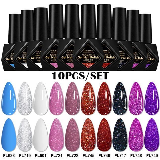 10pcs 10ml Gel Nail Polish Set HEMA TPO Free Red Coffee Brown Semi Permanent Soak Off UV Gel Varnish For Winter Nail Supplies