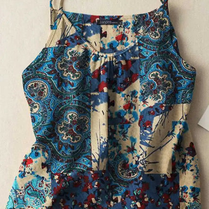 ZANZEA 2023 Summer Women Tanks Camis Cotton Sleeveless Printed Oversized Tops Baggy O-Neck Floral printed Blusas Tunic Tee