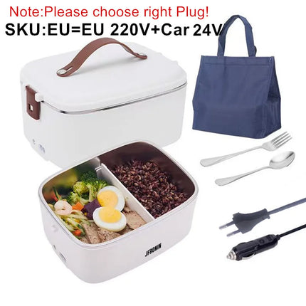 JFBONIN Stainless Steel Insulated Electric Lunch Box Portable Steaming Cooking Rice Artifact for Students Household