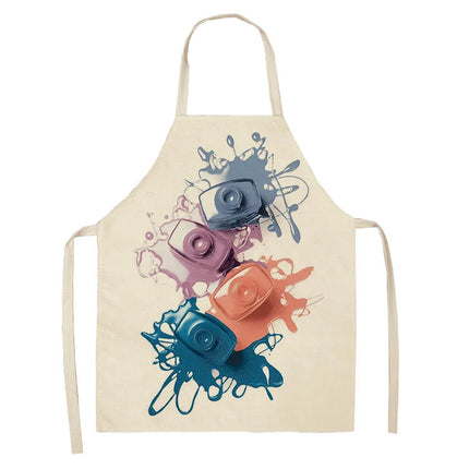 Lipstick Perfume Sexy Printed Linen Black Kitchen Apron Woman Work Dress Colorful Geometry Custom Cooking Baking Accessories