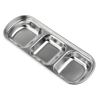 304 Stainless Steel 3-compartment Dip Tray Seasoning Sauce Seasoning Tray BBQ Restaurant Cutlery
