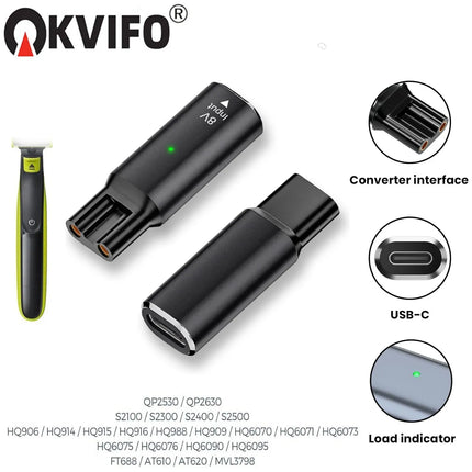 KVIFO NEW 8V HQ850 Type-C Shaver Charger Adapter Charging Converter for Philips Norelco Oneblade QP2630 QP2530 Electric Shaver