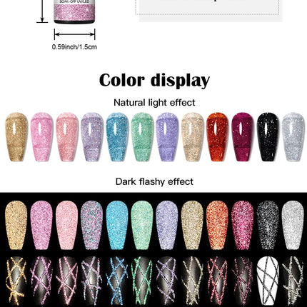 2/4/6pcs Reflective Glitter Liner Gel Nail Polish Set Pull Line Graffiti Painting Stripe DIY French Nails Design Painting Gel