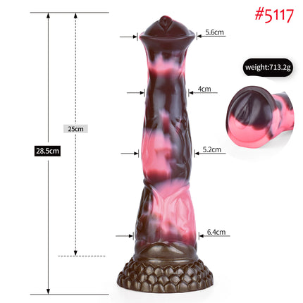 FAAK Colorful Silicone Ribbed Fantasy Horse Knot Dildo with Suction Cup Anal Sex Toys Soft Girthy Huge Fake Penis for Women