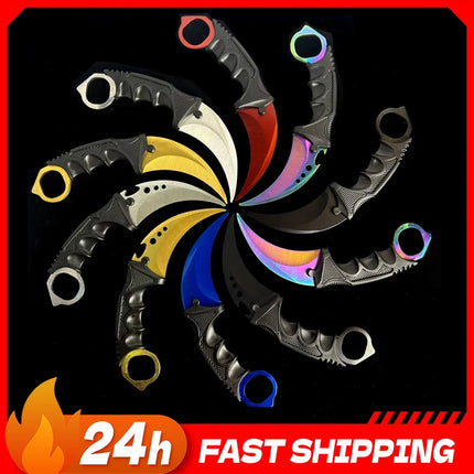 10styles Cs Karambit Metal Model with Plastic Sheath Game Peripheals Colorful Claw Knives Outdoor Training Props Safety Toys Boy