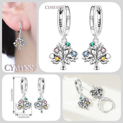 Hot Sale Original 925 Sterling Silver Zircon Pink Paw Print Earrings Heart Flower Leaf Design Women Party Jewelry Gift Ear Loops