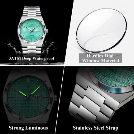 POEDAGAR Luxury Fashion Men's Watch Waterproof Stainless Steel Quartz Men Wristwatch Luminous Date Week Business Watches For Men