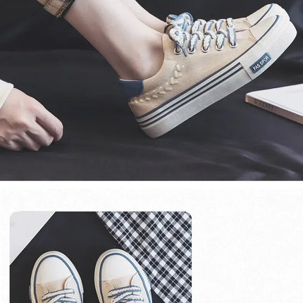 Women Outdoor Trainers Platform Canvas Shoes Height Increasing Chunky Sneakers Young Girls Outdoor Training Women Casual Shoes