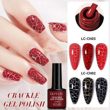 7ml Crackle Gel Nail Polish Cracking Nail Gel Quick Dry Nail Art Varnishes Hybrid Semi Permanent Soak Off Base Top Coat tool